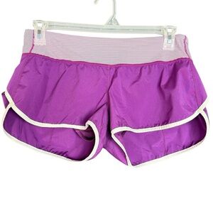 Lululemon Run Speed Purple White Stripe Running Shorts Size 8